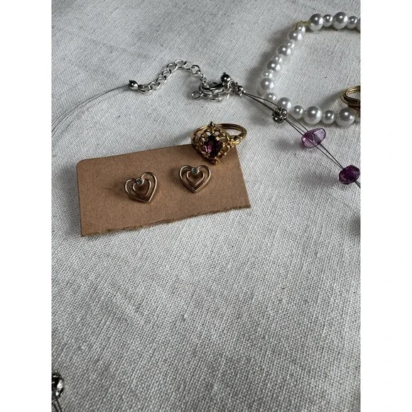 Coquette Vintage Jewelry Lot Hearts Butterflies Pearl Avon Rings Girly Bundle - Picture 6 of 9